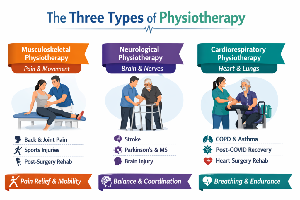 Three type of Physiotherapy